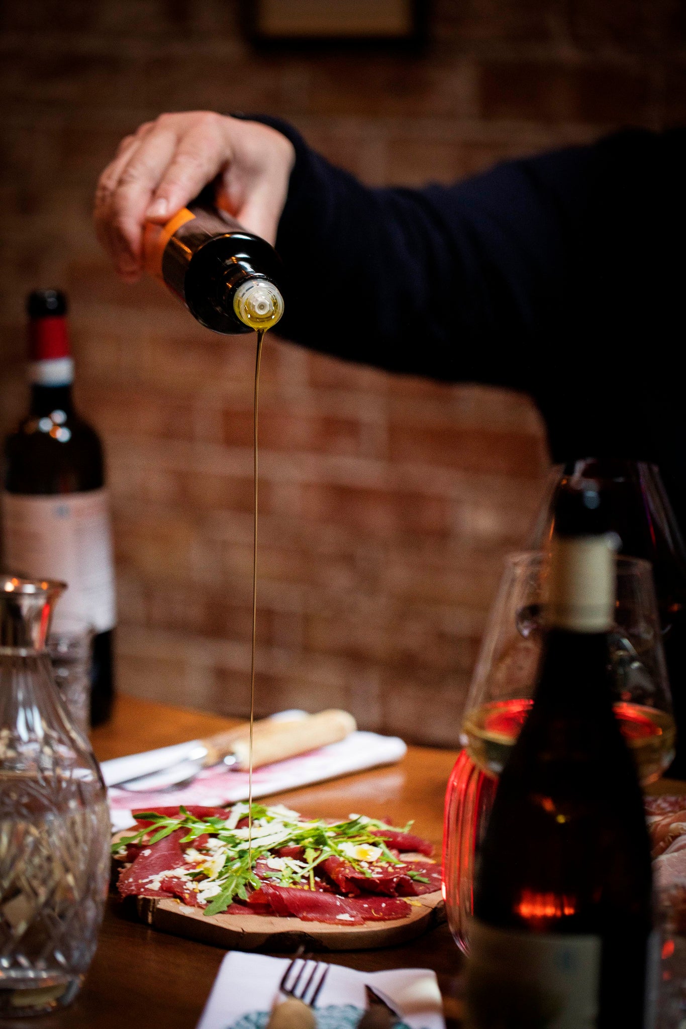 Olive oil pouring 